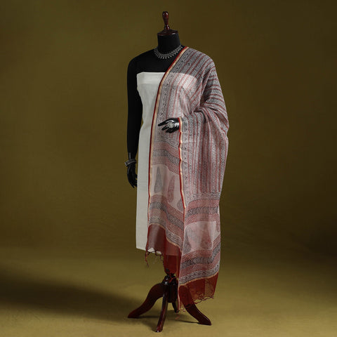 Natural dyed kota doria cotton hand block bagh print