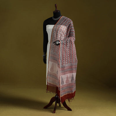 Natural dyed kota doria cotton hand block bagh print