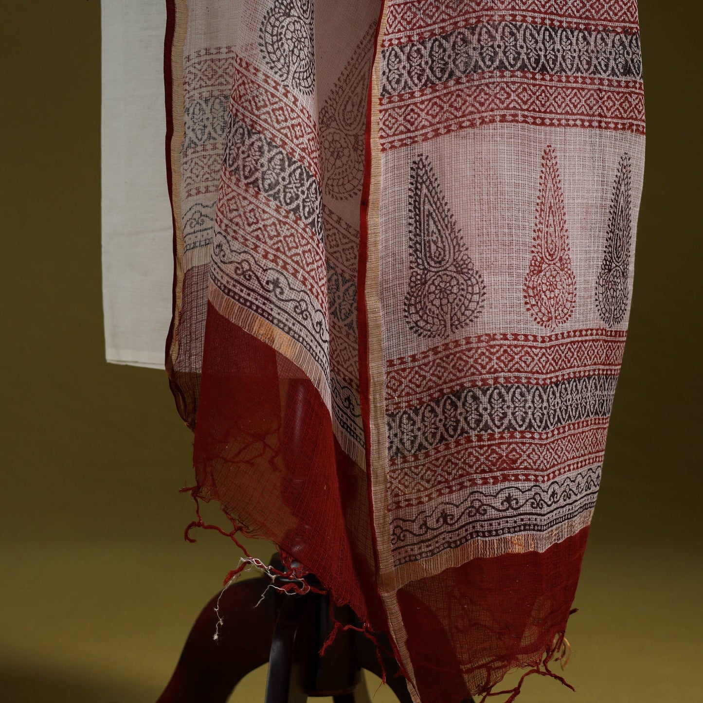 Natural dyed kota doria cotton hand block bagh print