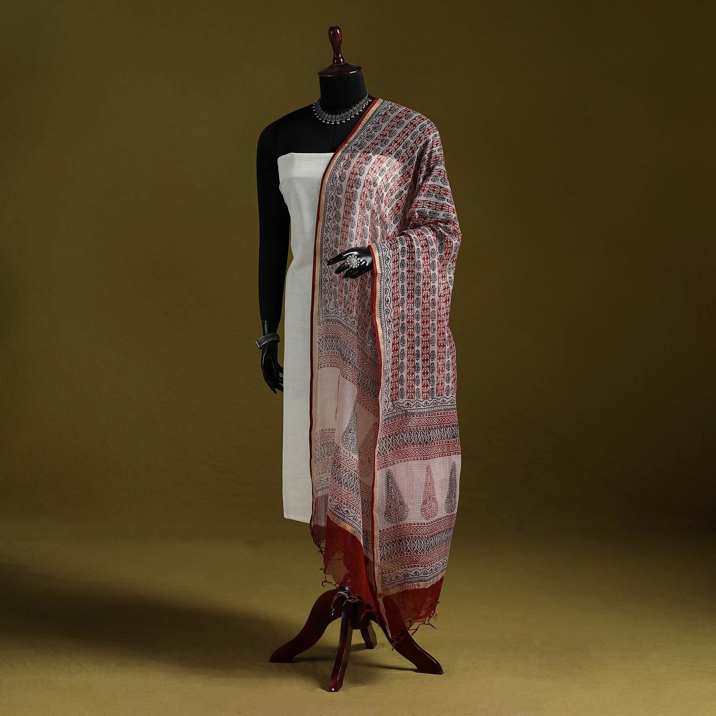 Natural dyed kota doria cotton hand block bagh print