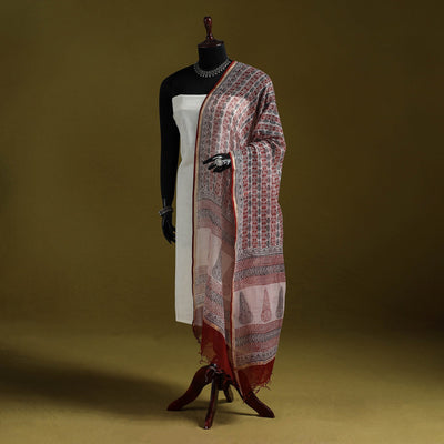 Natural dyed kota doria cotton hand block bagh print