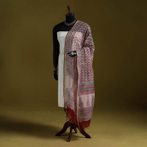 Natural dyed kota doria cotton hand block bagh print