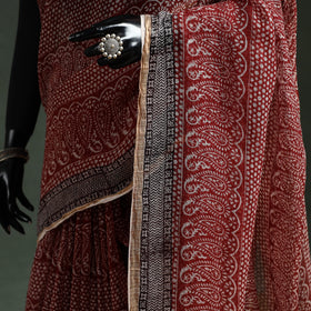 Natural dyed kota doria cotton hand block bagh print saree