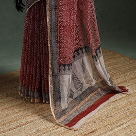 Natural dyed kota doria cotton hand block bagh print saree