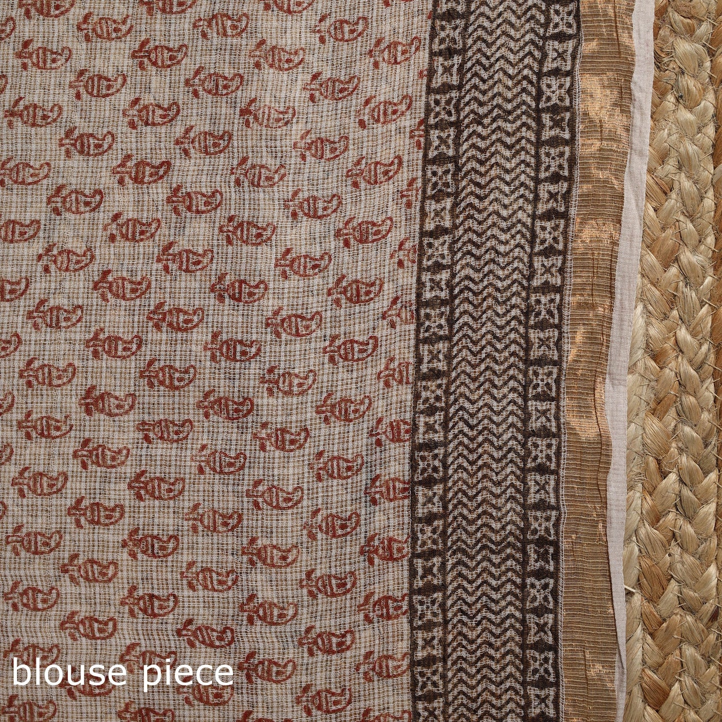 Natural dyed kota doria cotton hand block bagh print saree