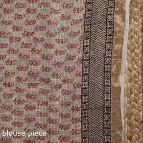 Natural dyed kota doria cotton hand block bagh print saree