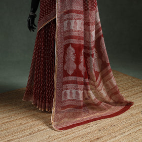 Natural dyed kota doria cotton hand block bagh print saree