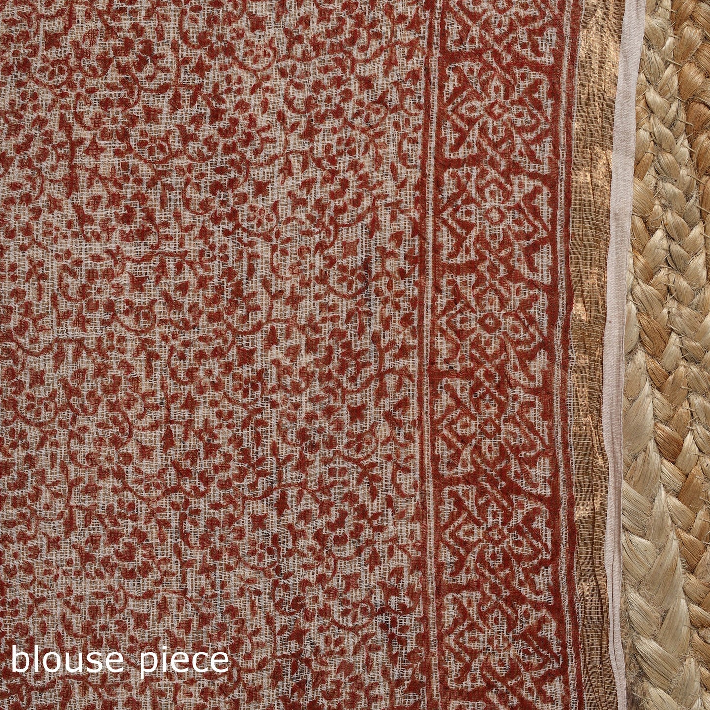 Natural dyed kota doria cotton hand block bagh print saree