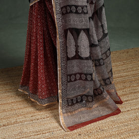 Natural dyed kota doria cotton hand block bagh print saree