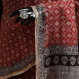 Natural dyed kota doria cotton hand block bagh print saree