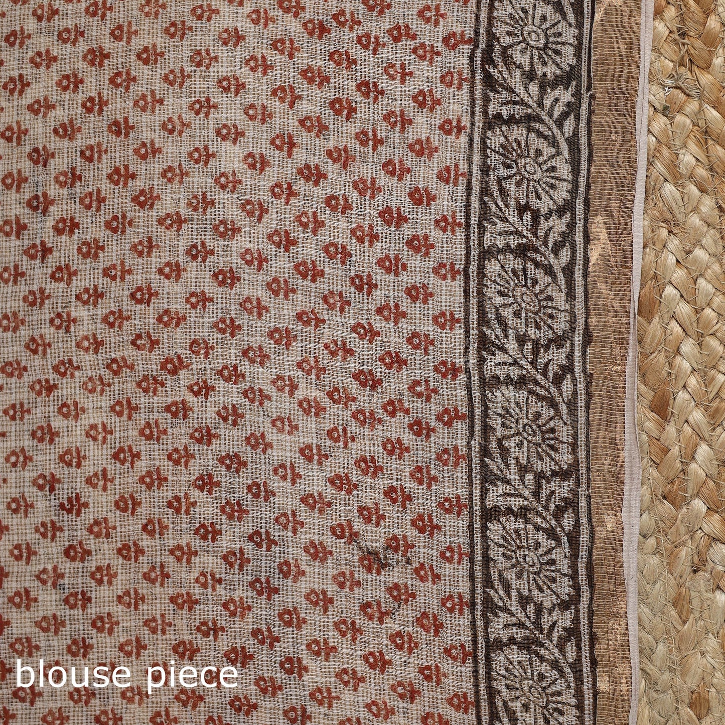 Natural dyed kota doria cotton hand block bagh print saree