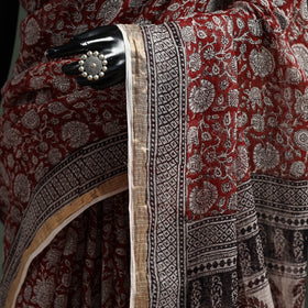 Natural dyed kota doria cotton hand block bagh print saree