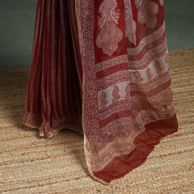 Natural dyed kota doria cotton hand block bagh print saree