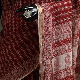 Natural dyed kota doria cotton hand block bagh print saree