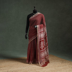 Natural dyed kota doria cotton hand block bagh print saree