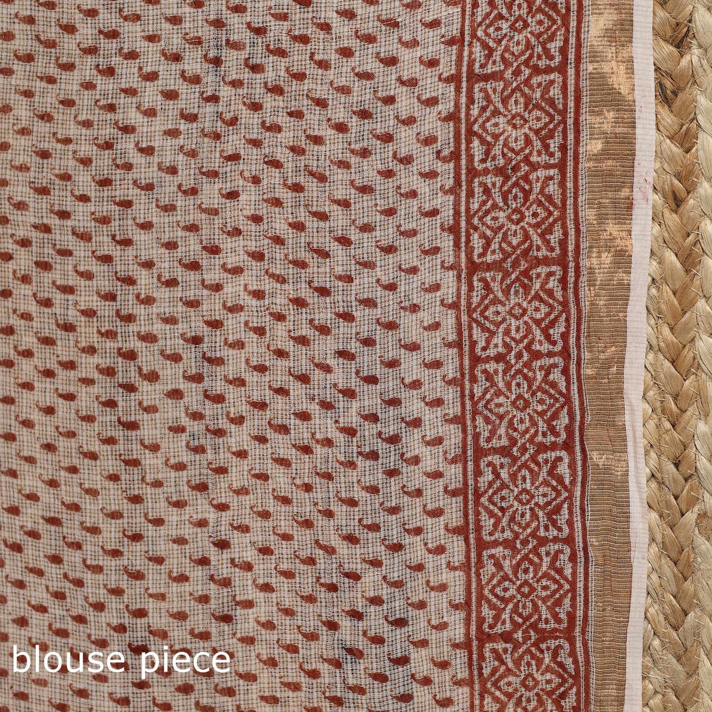 Natural dyed kota doria cotton hand block bagh print saree