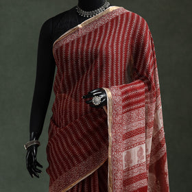 Natural dyed kota doria cotton hand block bagh print saree