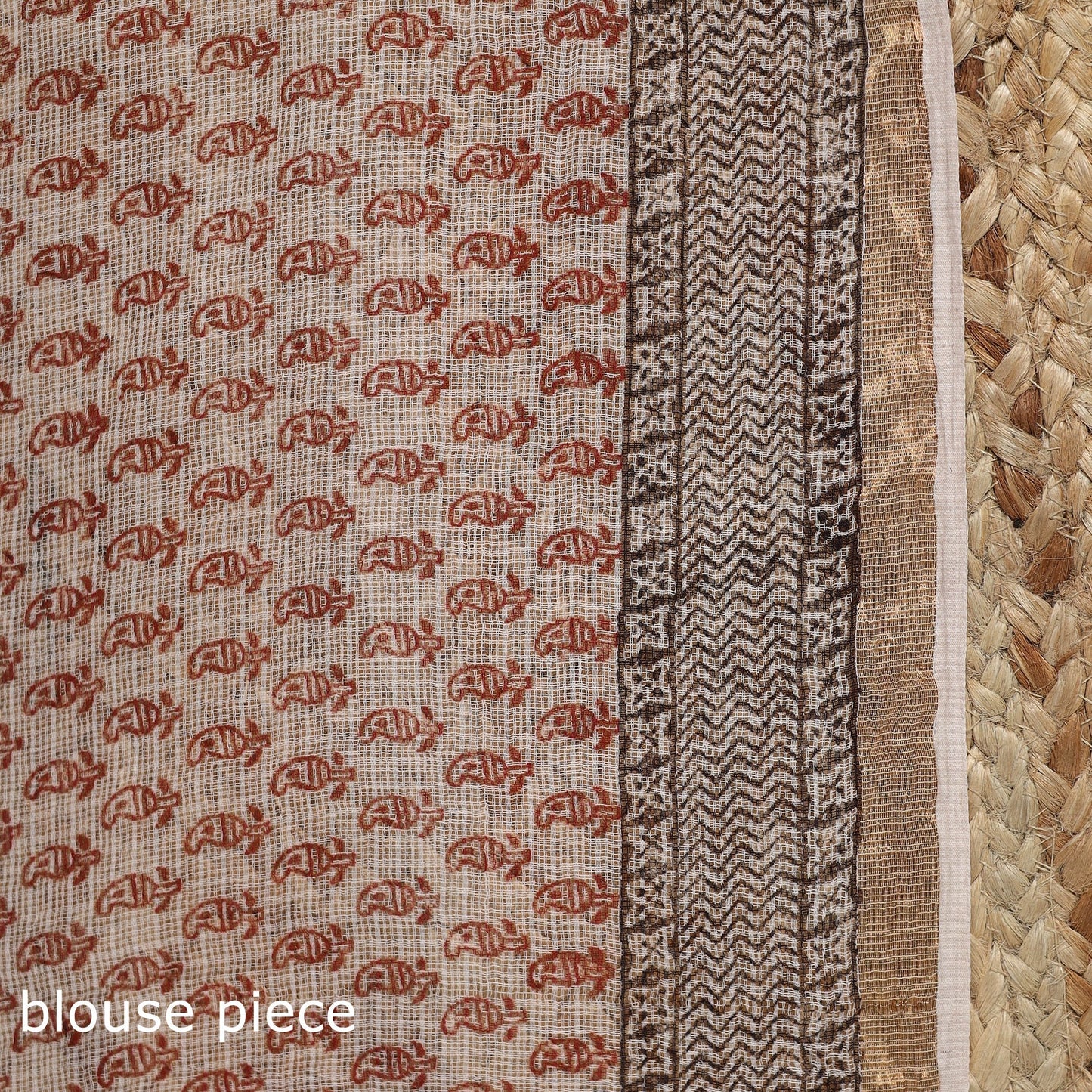 Natural dyed kota doria cotton hand block bagh print saree