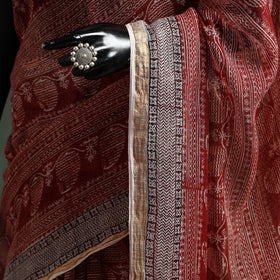 Natural dyed kota doria cotton hand block bagh print saree