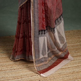 Natural dyed kota doria cotton hand block bagh print saree