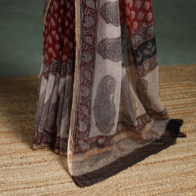 Natural dyed kota doria cotton hand block bagh print saree