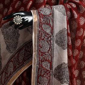 Natural dyed kota doria cotton hand block bagh print saree