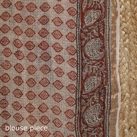 Natural dyed kota doria cotton hand block bagh print saree