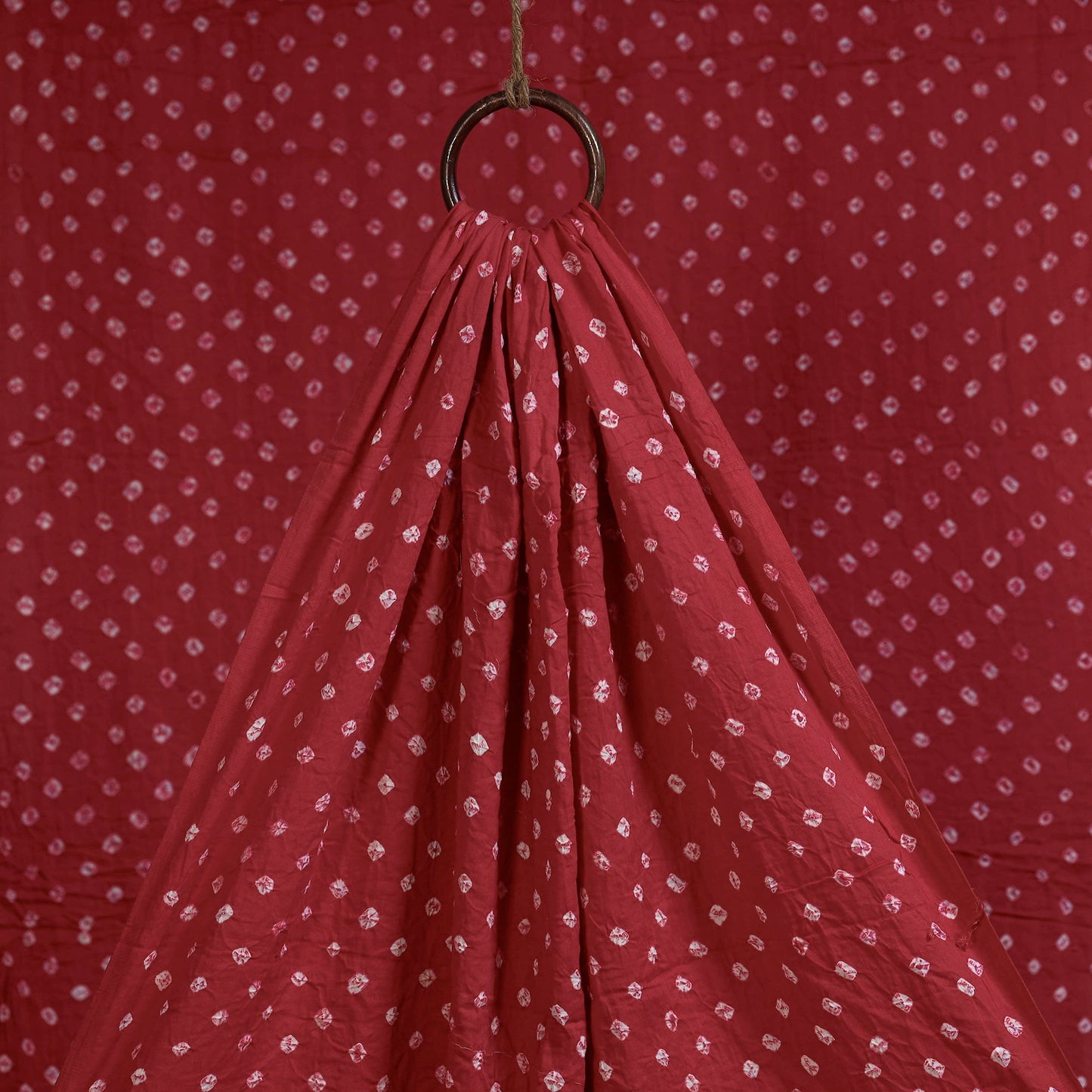 Red - natural dyed kutch tie-dye cotton bandhani fabric 07