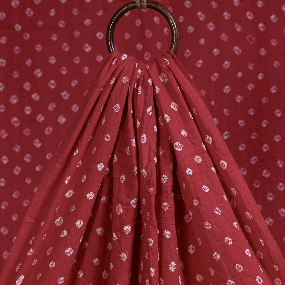 Red - natural dyed kutch tie-dye cotton bandhani fabric 07