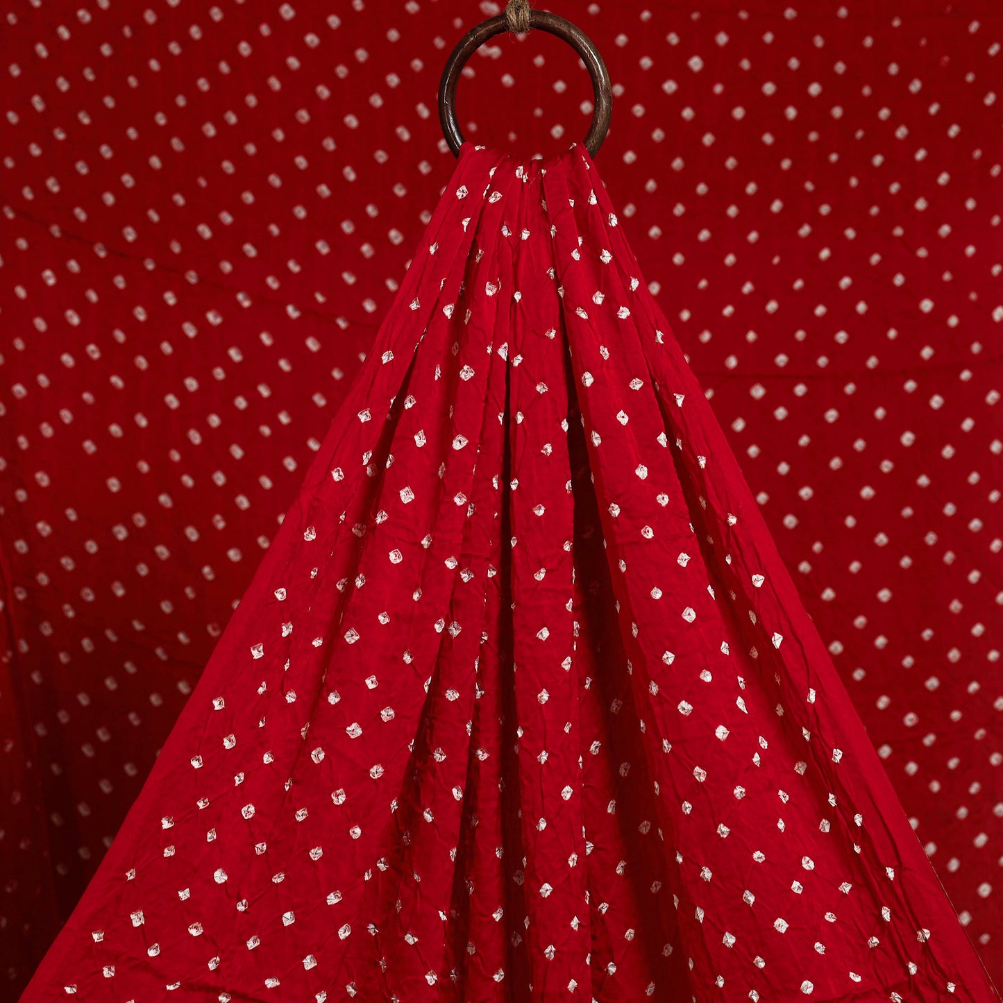 Red - natural dyed kutch tie-dye modal silk bandhani fabric