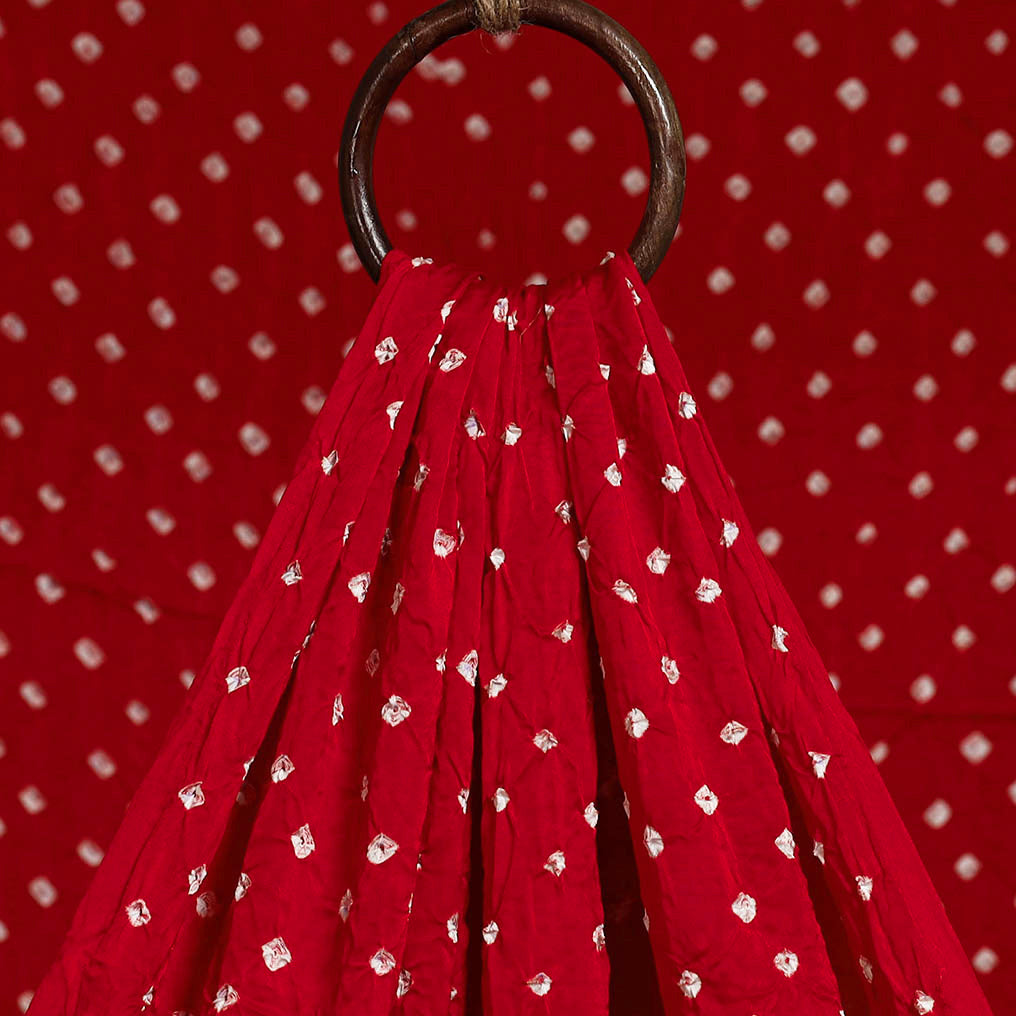 Red - natural dyed kutch tie-dye modal silk bandhani fabric