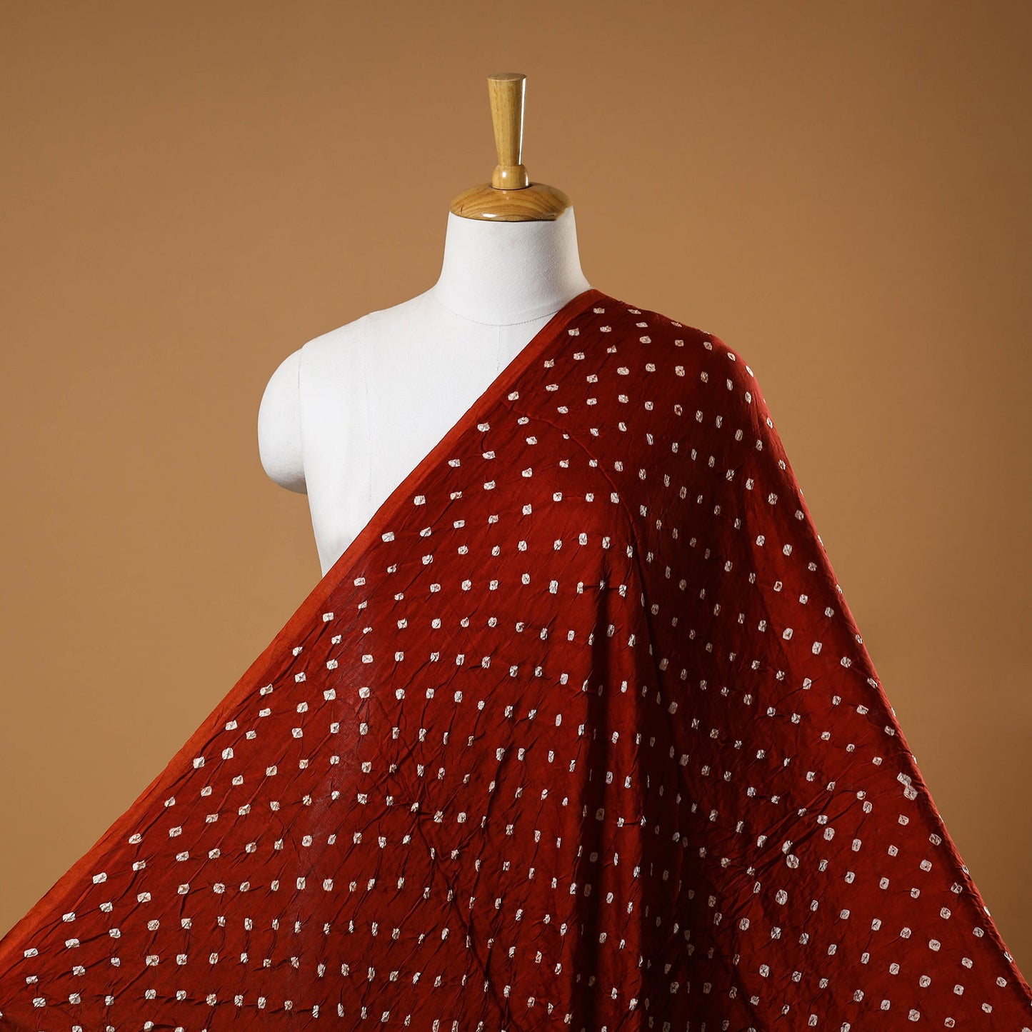 Red - natural dyed kutch tie-dye modal silk bandhani fabric
