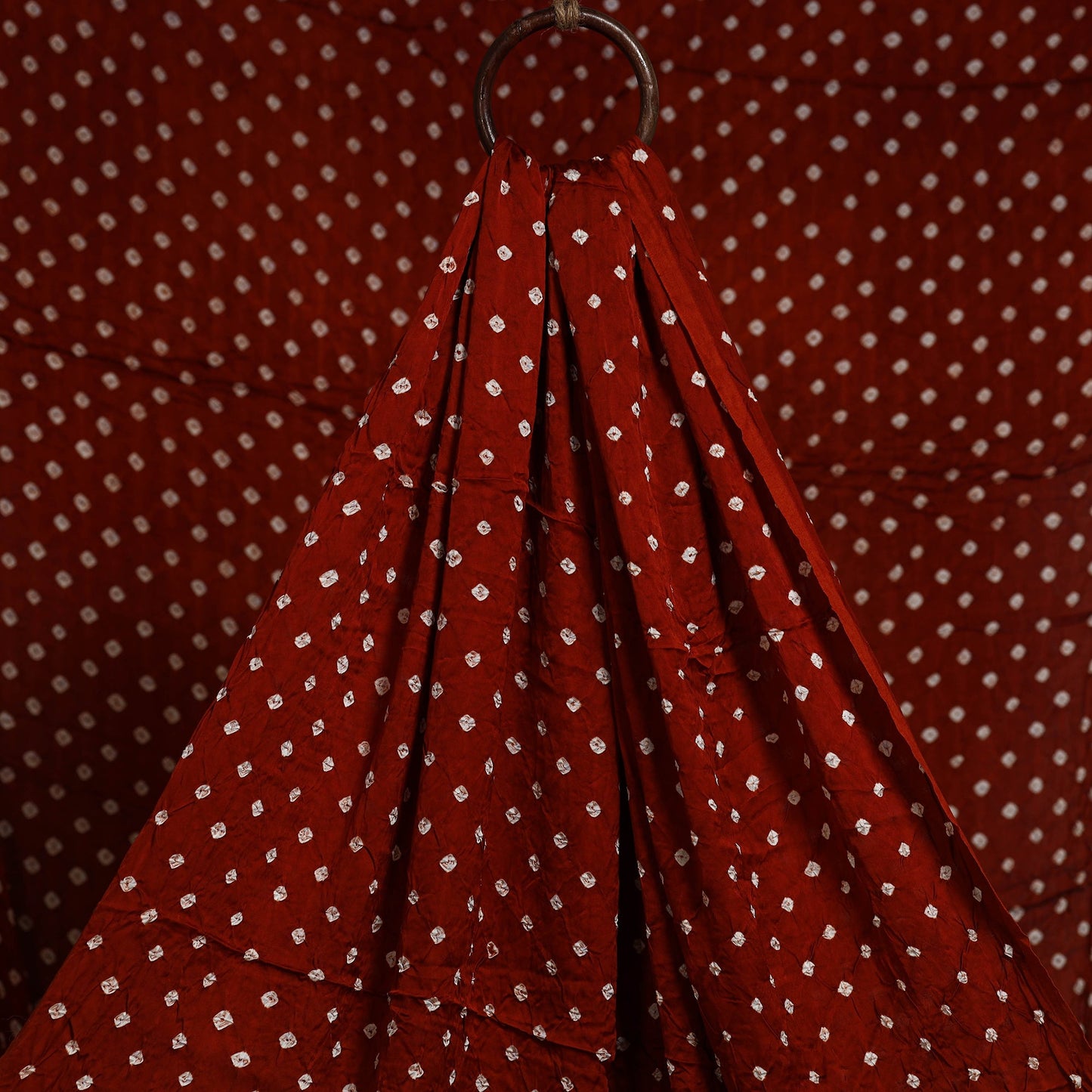 Red - natural dyed kutch tie-dye modal silk bandhani fabric