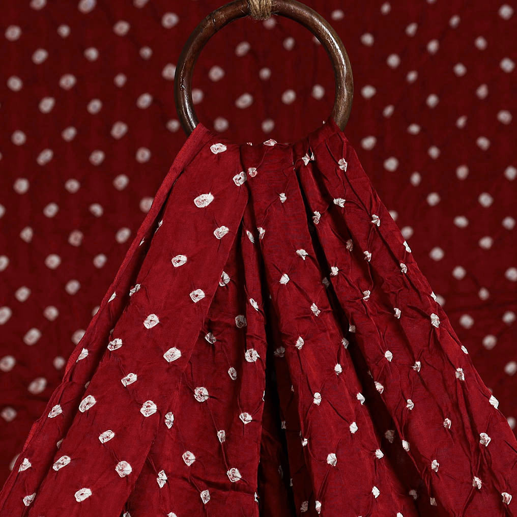 Red - natural dyed kutch tie-dye modal silk bandhani fabric