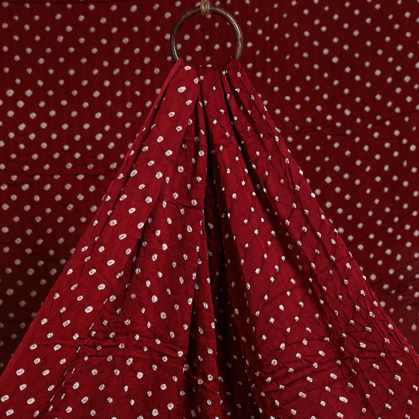 Red - natural dyed kutch tie-dye modal silk bandhani fabric