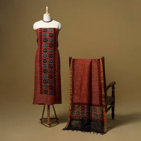 Natural dyed linen silk 2pc unstitched dress material 05