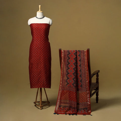 Natural dyed maheshwari silk 2pc unstitched dress material