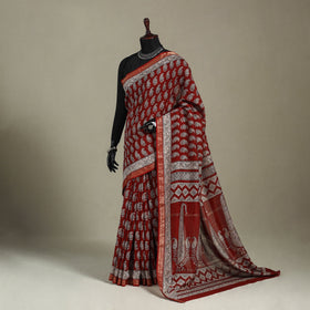 Natural Dyed Maheshwari Silk Bagh Print Saree