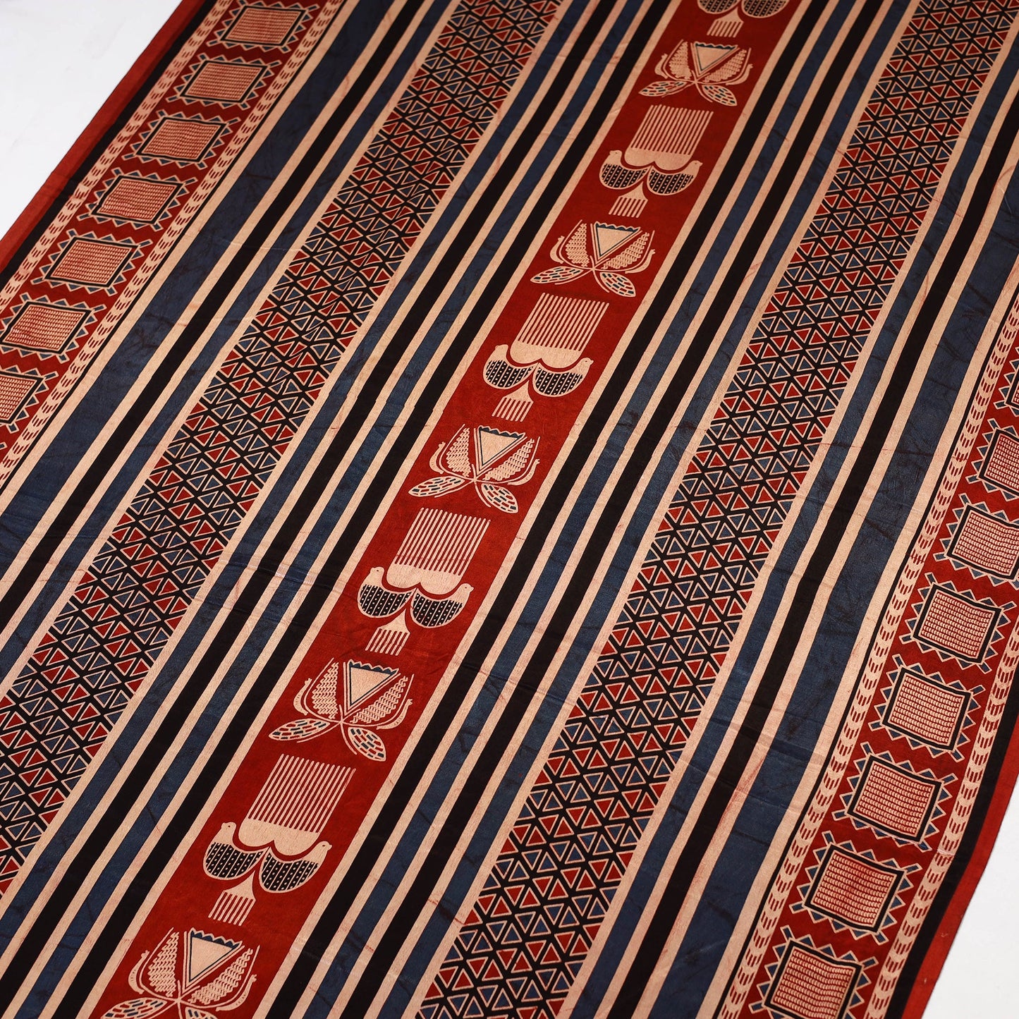 Red - natural dyed mashru silk fabric 11 - handcrafted