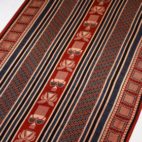 Red - natural dyed mashru silk fabric 11 - handcrafted