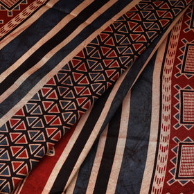 Red - natural dyed mashru silk fabric 11 - handcrafted