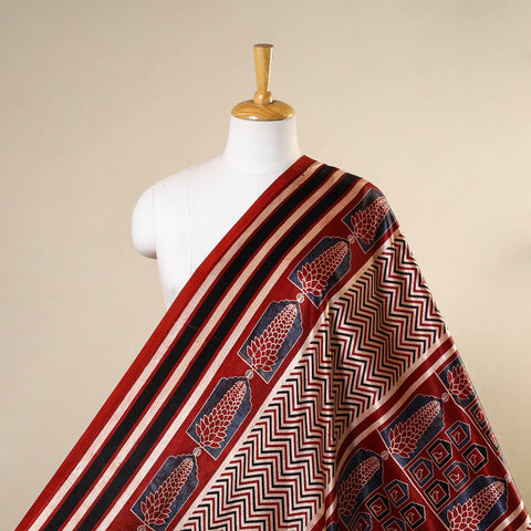 Red - natural dyed mashru silk fabric 21 - handcrafted