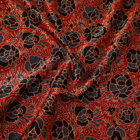 Red - natural dyed mashru silk fabric 28 - handcrafted