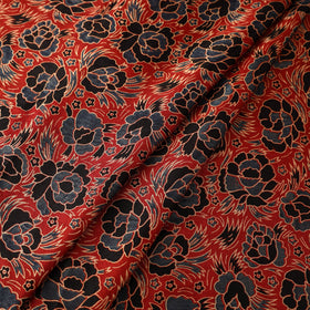 Red - natural dyed mashru silk fabric 28 - handcrafted
