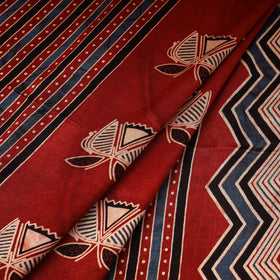 Red - natural dyed mashru silk fabric 29 - handcrafted