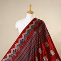 Red - natural dyed mashru silk fabric 29 - handcrafted