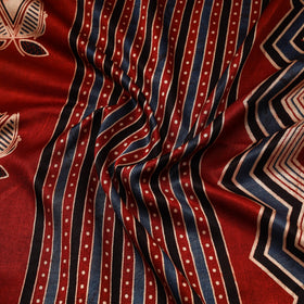 Red - natural dyed mashru silk fabric 29 - handcrafted