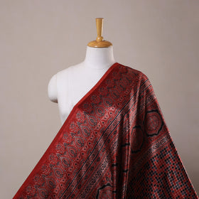 Red Natural Dyed Mashru Silk Ajrakh Print Fabric