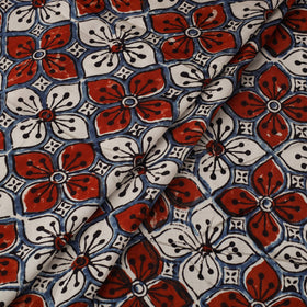 Red Natural Dyed Block Print Modal Silk Ajrakh Fabric