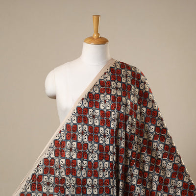 Red Natural Dyed Block Print Modal Silk Ajrakh Fabric